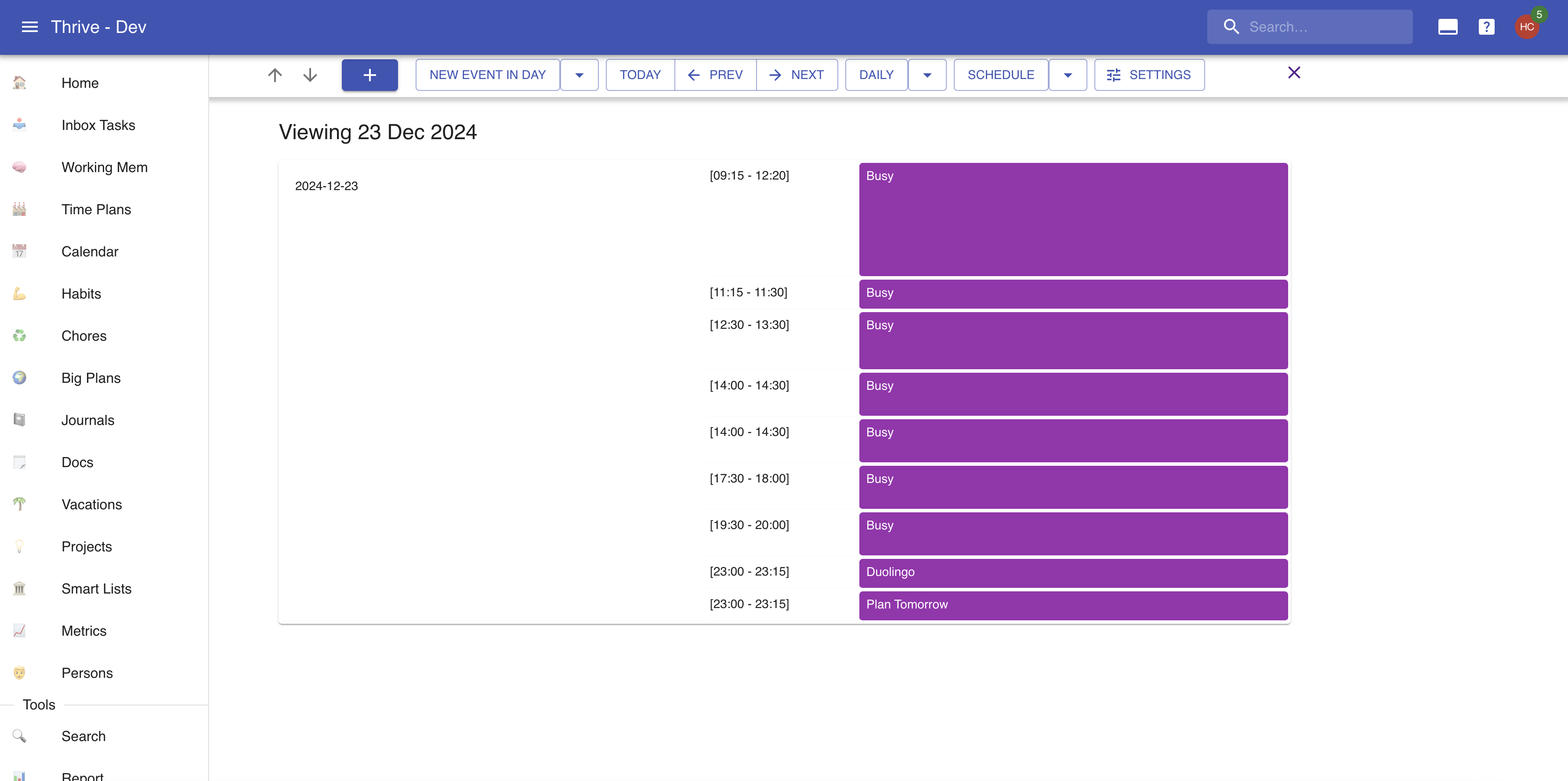 Weekly Schedule